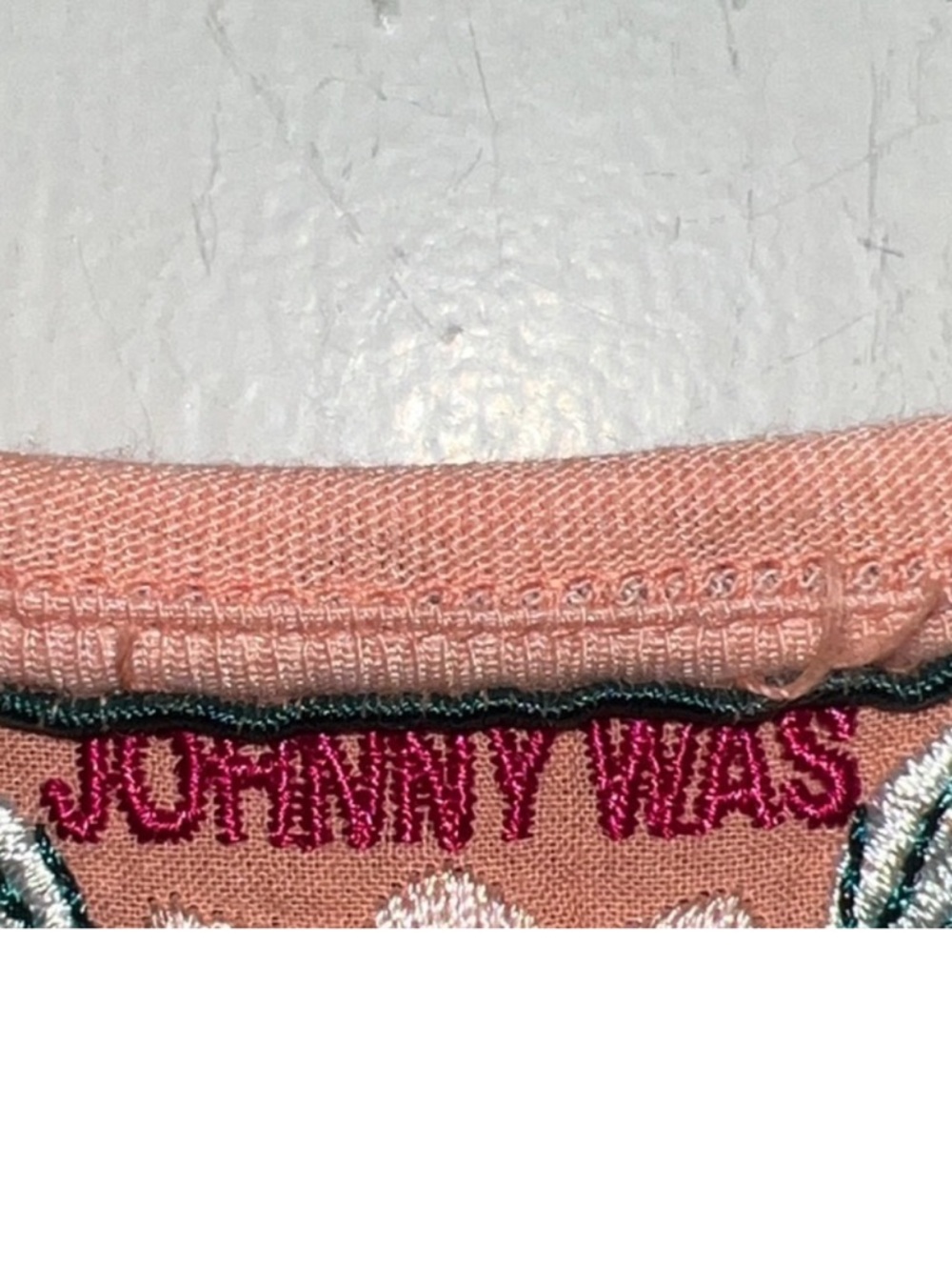 Johnny Was Peach Embroidered Knot-Front Short Sleeve Top - Picture 3 of 5